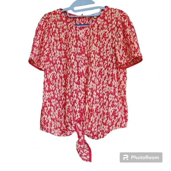 Madewell Crinckled Button-Back Tie Tee in Full Bloom XS - Picture 3 of 5